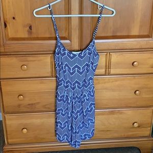 Blue and white patterned romper